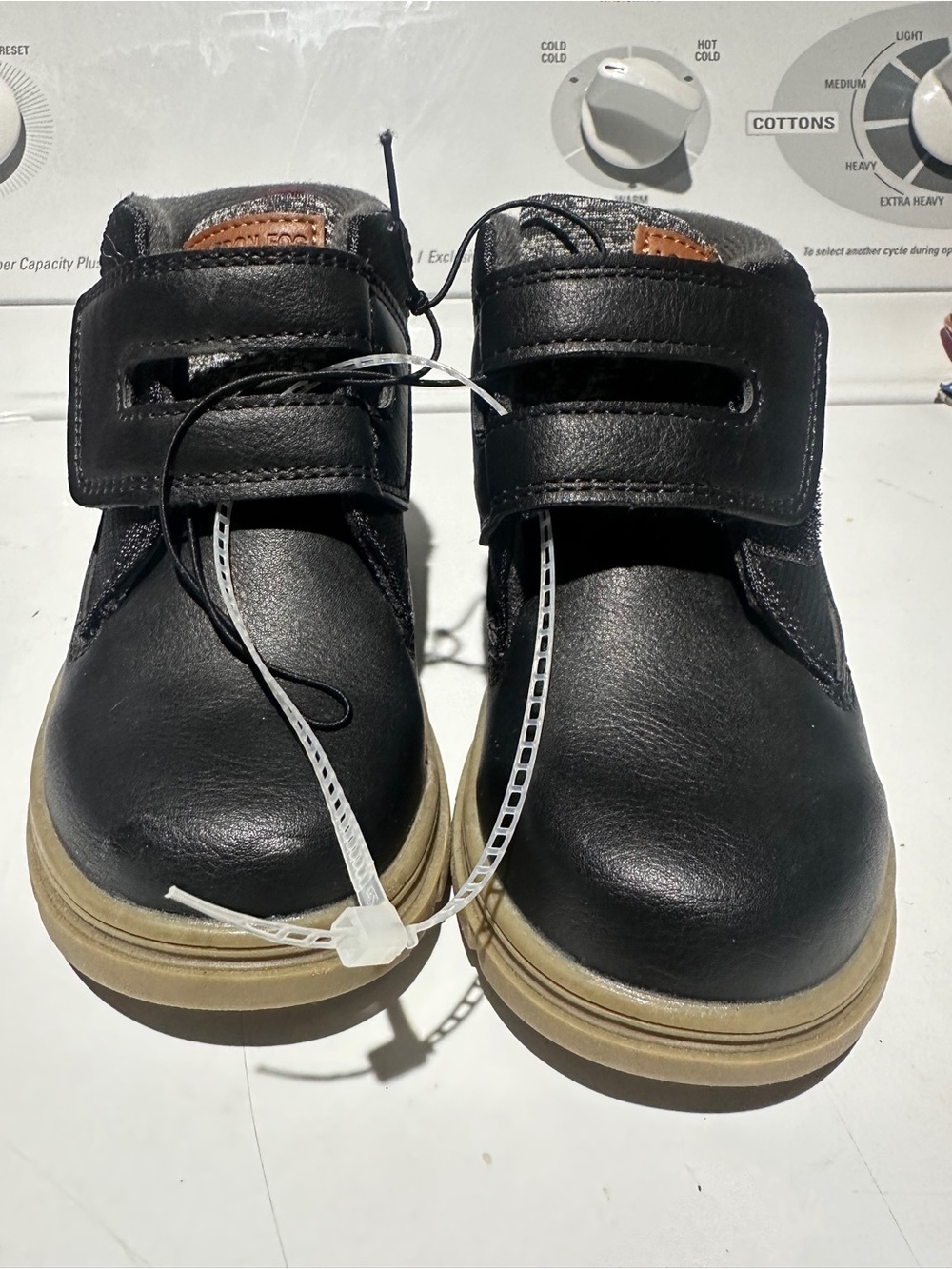 London Fog Kids Black Boots with Tan Sole